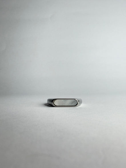 White Marble Bar Ring