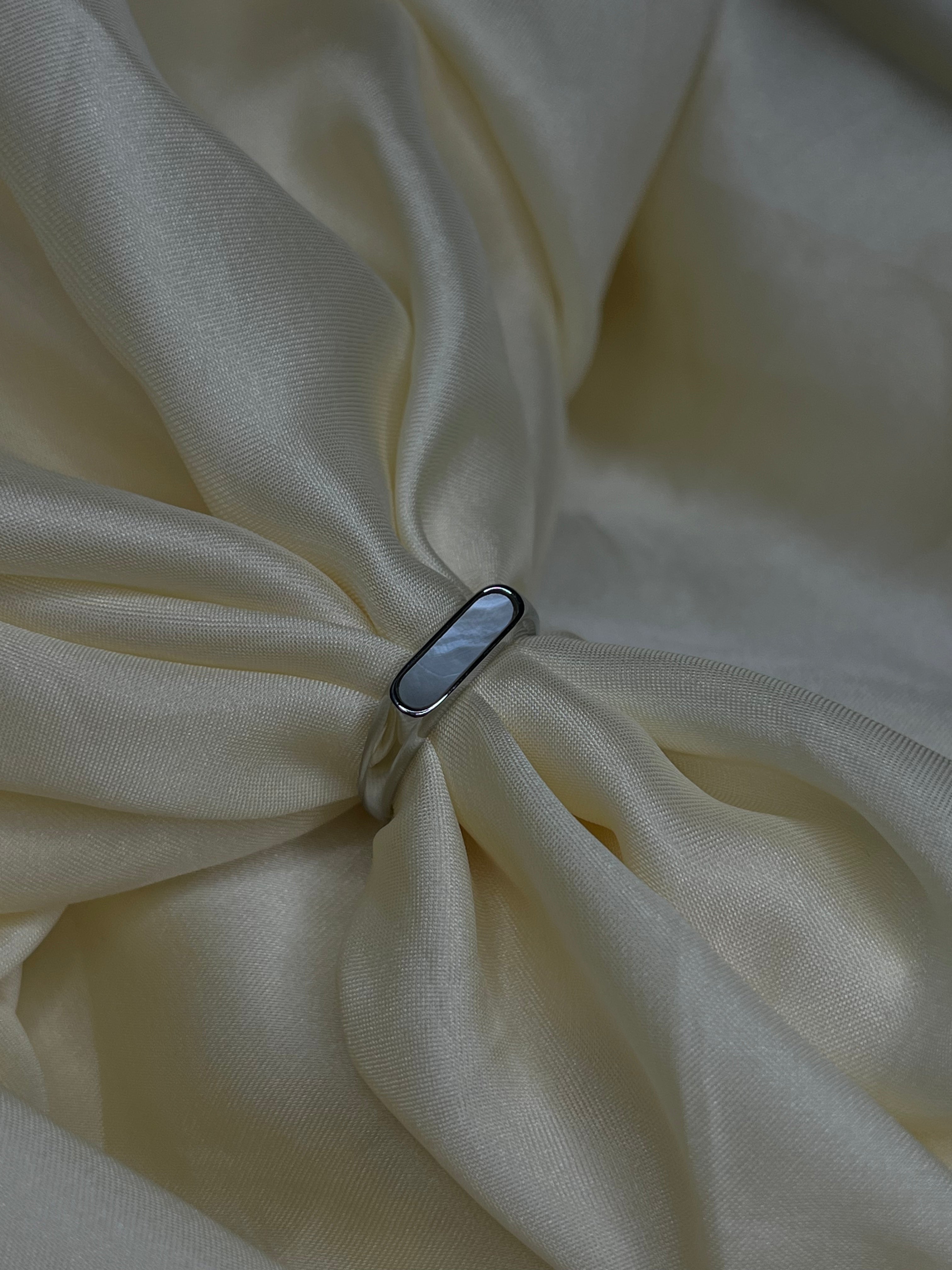 White Marble Bar Ring